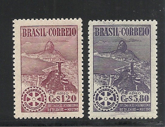 Central & South America | Rotary Club Set of Two Brazil Air Mail Postage Stamps Issued 1948 Central & South America Central & South America