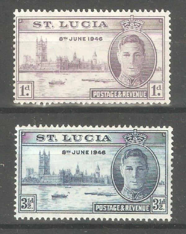 Central & South America | Victory Issue St Lucia Set of Two Postage Stamps King George VI Issued 1946 Central & South America Central & South America