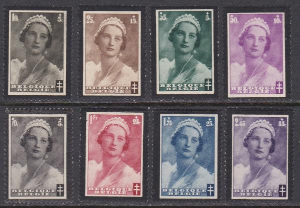 Europe | 1935 Belgium Set of 8 Queen Astrid Mourning Postage Stamps Mint Never Hinged Europe Europe