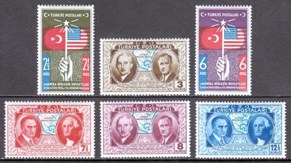 Europe | 1939 American Constitution Set of 6 Collectible Turkiye (Turkey) Postage Stamps Mint Never Hinged Europe Europe