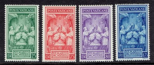 Europe | 1939 Pius XII Coronation Set of Four Vatican City Postage Stamps Mint Never Hinged Europe Europe