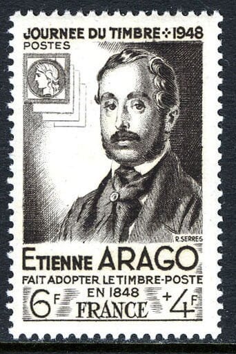 Europe | 1948 Etienne Arago France Postage Stamp Mint Never Hinged Violet black Europe Europe