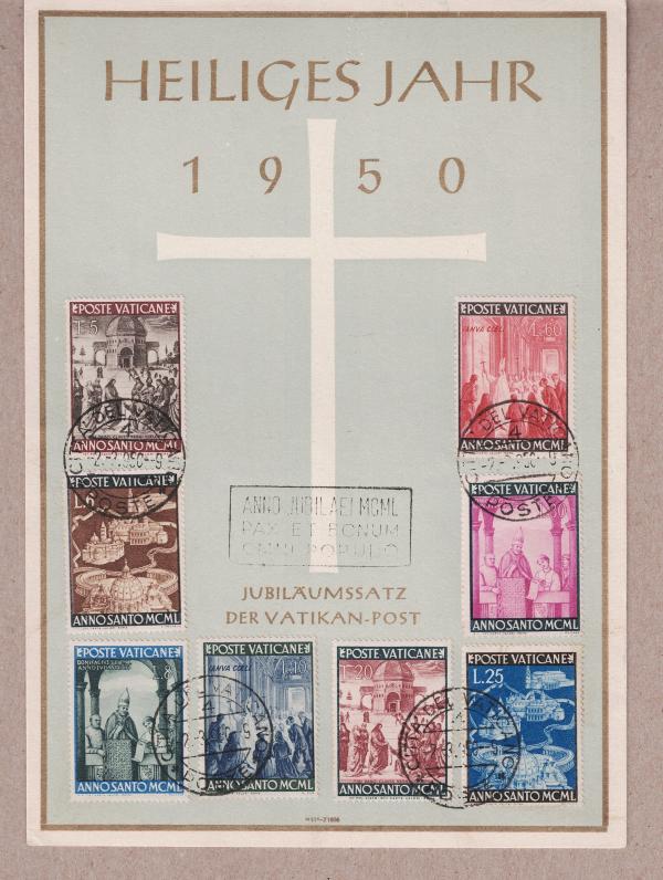 Europe | 1950 Holy Year Vatican City Commemorative Card With Eight Postage Stamps Europe Europe