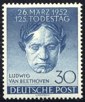 Europe | 1952 125th death of Ludwig van Beethoven Berlin Germany Postage Stamp Dark blue Europe Dark blue