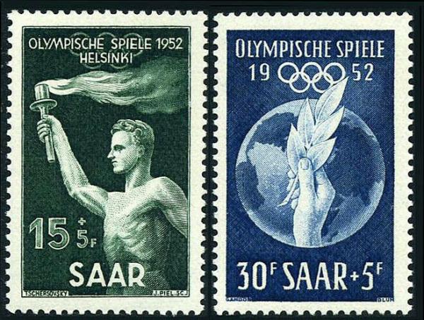 Europe | 1952 Helsinki Summer Olympic Games Set of Two Saar Germany Postage Stamps Mint Never Hinged Europe Europe