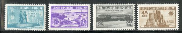 Europe | 1955 Istanbul Interpol Set of 4 Turkiye (Turkey) Postage Stamps Mint Never Hinged Europe Europe