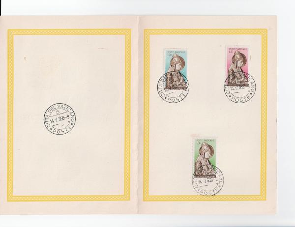 Europe | 1955 Nicholas V Set of Three Vatican City Stamps In Folder With Postmarks Europe Europe