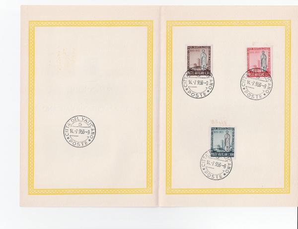 Europe | 1955 St Bartholomew Set of Three Vatican Stamps In Folder With Postmarks Europe Europe