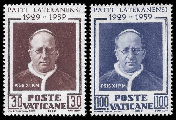 Europe | 1959 Lateran Pacts Pope Pius XI Set of Two Vatican City Postage Stamps Mint Never Hinged Europe Europe