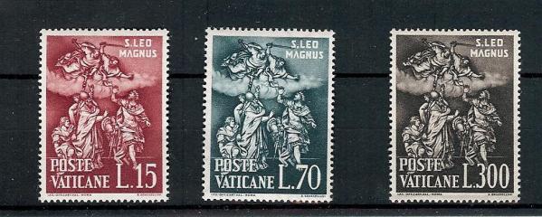 Europe | 1961 St Leo Defying Attila Set of Three Vatican Postage Stamps Mint Never Hinged Europe Europe