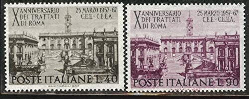 Europe | 1967 Tenth anniversary of the Treaties of Rome Set of Two Italy Postage Stamps Mint Never Hinged Europe Europe