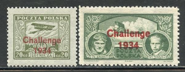 Europe | Air Tournament Challenge Set of Two Poland Airmail Stamps Issued 1934 Europe Europe