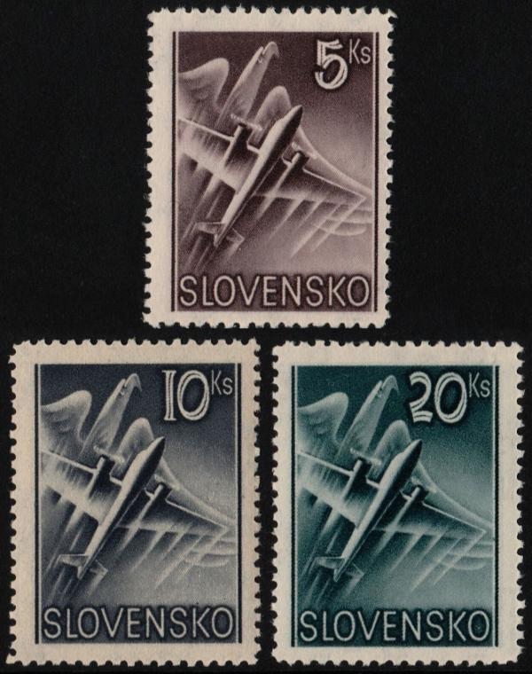 Europe | Airplane and Eagle Set of Three Slovakia Air Mail Postage Stamps Issued 1940 Europe Europe