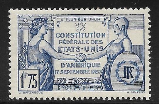 Europe | American Constitution France Postage Stamp Issued 1937 Ultramarine Europe Europe