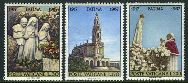 Europe | Apparitions of Fatima Set of Three Vatican City Postage Stamps Issued 1967 Europe Europe