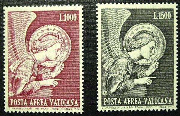 Europe | Archangel Gabriel Set of Two Vatican City Air Mail Postage Stamps Europe Europe