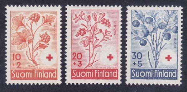 Europe | Berries Set of Three Finland Postage Stamps Issued 1958 Europe Europe