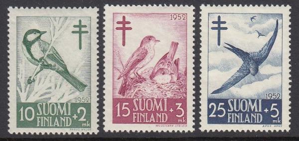 Europe | Birds Set of Three Finland Postage Stamps Issued 1952 Europe Europe