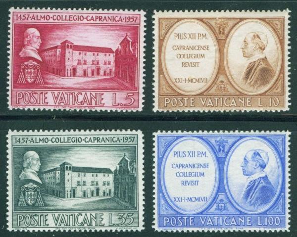 Europe | Capranica College Set of Four Vatican City Postage Stamps Issued 1957 Europe Europe