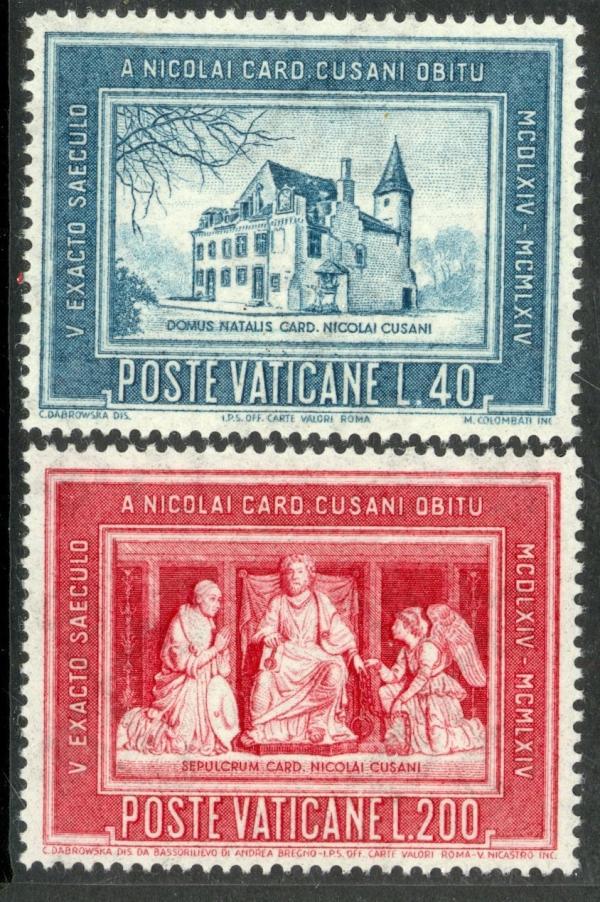 Europe | Cardinal Nicholas of Cusa Set of Two Vatican City Postage Stamps Issued 1964 Europe Europe