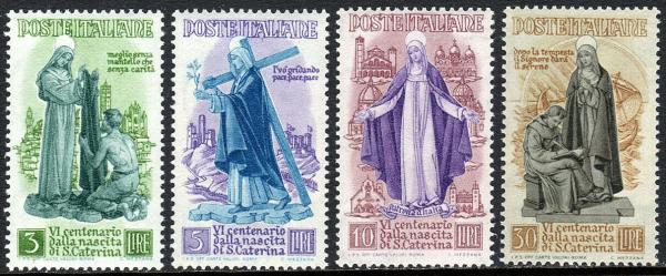 Europe | Catherine of Siena Set of Four Italy Postage Stamps Issued 1948 Europe Europe