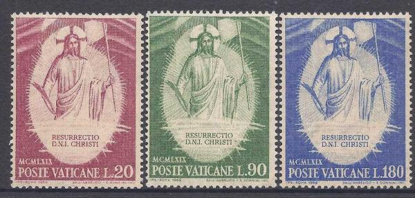 Europe | Christ Resurrected Set of Three Vatican City Postage Stamps Issued 1969 Europe Europe