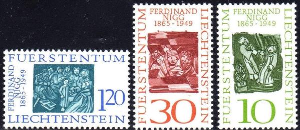 Europe | Christmas 1965 Ferdinand Nigg Set of Three Liechtenstein Postage Stamps Mint Never Hinged Europe Europe