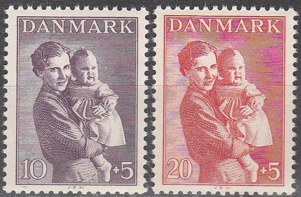 Europe | Crown Princess Ingrid Set of Two Denmark Postage Stamps Europe Europe