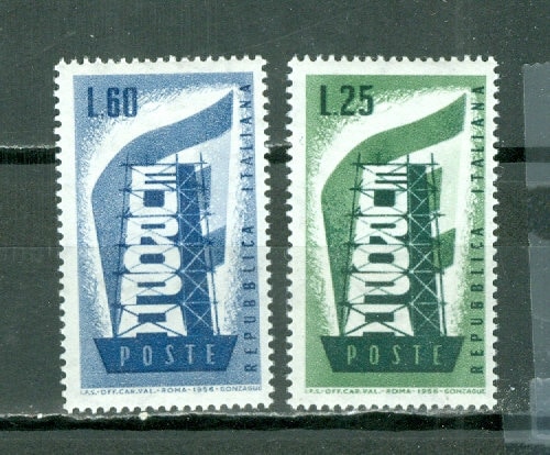 Europe | Europa Rebuilding Set of Two Italy Postage Stamps Issued 1956 Europe Europe