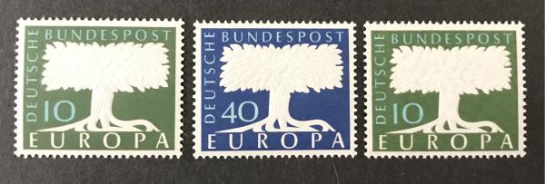 Europe | Europa Stylized Tree Set of Three Germany Postage Stamps Issued 1957 Europe Europe