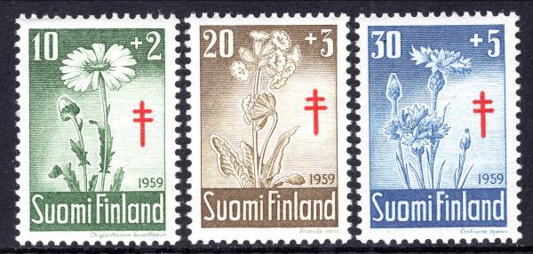 Europe | Flowers Set of Three Finland Postage Stamps Issued 1959 Europe Europe