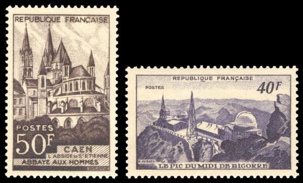 Europe | French Landscapes Set of Two France Postage Stamps Issued 1951 Europe Europe