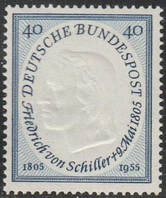 Europe | Friedrich von Schiller Germany Postage Stamp Issued 1955 Grayish ultramarine Europe Europe