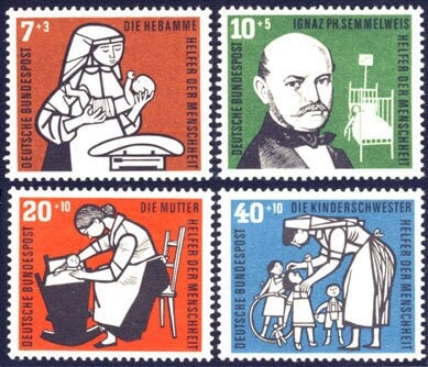 Europe | Infant Health Care Set of Four Germany Postage Stamps Issued 1956 Europe Europe