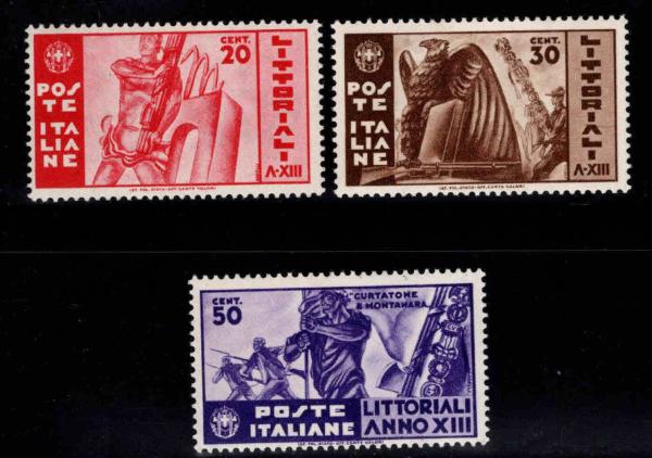 Europe | Italian University Contests Set of Three Italy Postage Stamps Issued 1935 Europe Europe