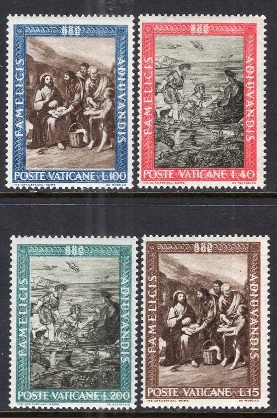 Europe | Loaves and Fishes Set of Four Vatican City Postage Stamps Issued 1963 Europe Europe