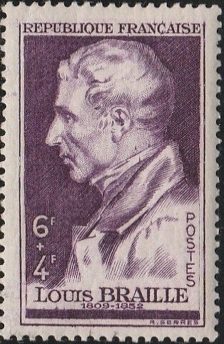 Europe | Louis Braille France Postage Stamp Issued 1948 Dark violet Europe Dark violet