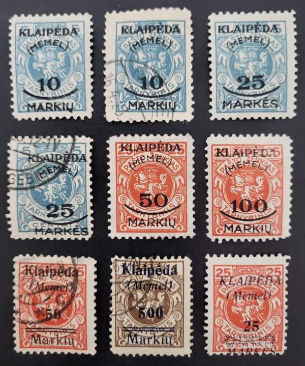 Europe | Memel Collection of Nine Postage Stamps Issued 1923 Europe Europe