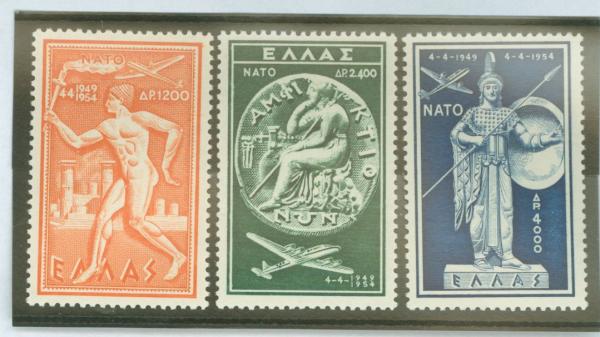 Europe | NATO Set of Three Greece Air Mail Postage Stamps Issued 1954 Europe Europe