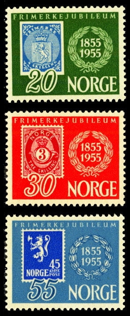 Europe | Norwegian Postage Jubilee Set of Three Norway Stamps Issued 1955 Europe Europe