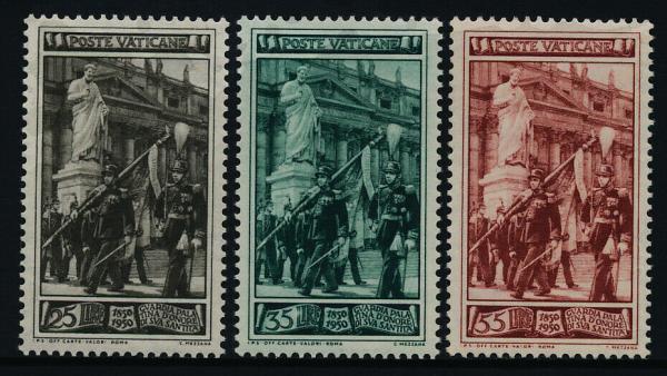 Europe | Palatine Guard Set of Three Vatican City Postage Stamps Issued 1950 Europe Europe