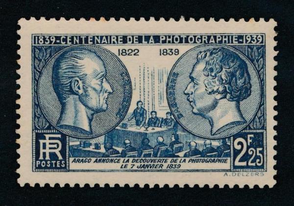 Europe | Photography Centenary France Postage Stamp Issued 1939 Dark blue Europe Dark blue