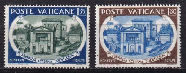 Europe | Pontifical Academy Set of Two Vatican City Postage Stamps Issued 1957 Europe Europe