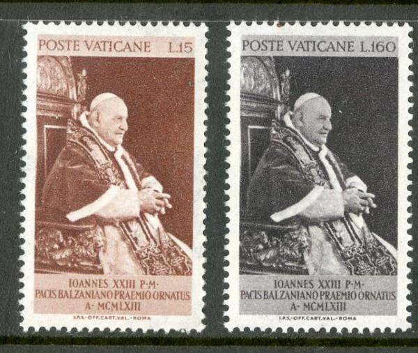 Europe | Pope John XXIII Set of Two Vatican City Postage Stamps Issued 1963 Europe Europe