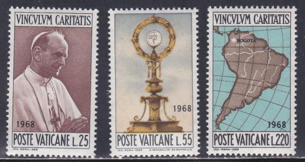 Europe | Pope Paul VI Set of Three Vatican City Postage Stamps Issued 1968 Europe Europe