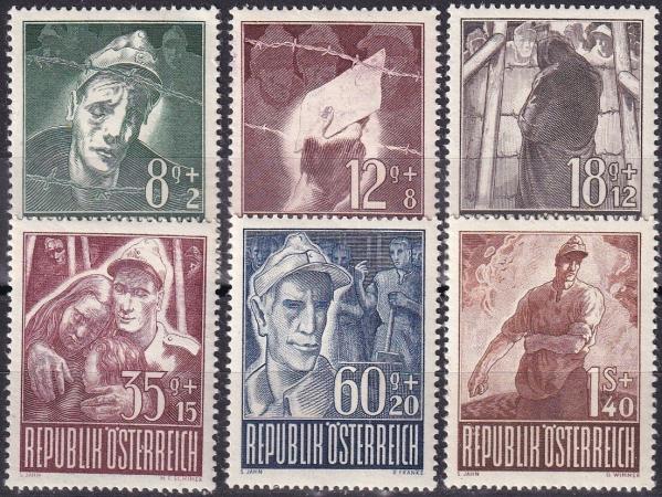 Europe | Prisoners of War Set of Six Austria Postage Stamps Issued 1947 Europe Europe