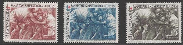 Europe | Red Cross Good Samaritan Set of Three Vatican City Postage Stamps Issued 1964 Europe Europe