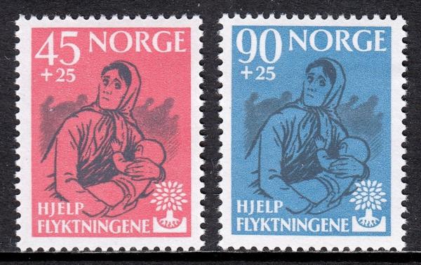 Europe | Refugees Set of Two Norway Postage Stamps Issued 1960 Europe Europe