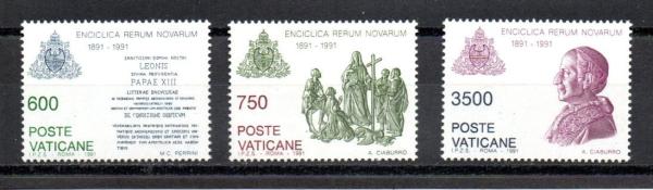 Europe | Rerum Novarum Set of Three Vatican City Postage Stamps Issued 1991 Europe Europe