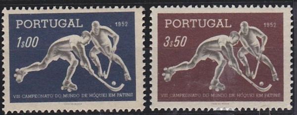 Europe | Roller Hockey World Championship Set of Two Portugal Postage Stamps Issued 1952 Europe Europe